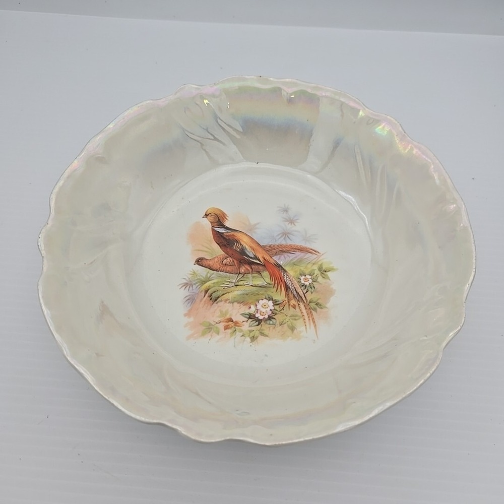 Vtg Large Bavaria Pheasant Serving Bowl